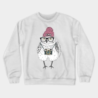 Owl with photo camera Crewneck Sweatshirt